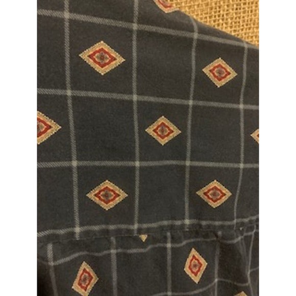 Natural Issue Blue Mens Large Wrinkle Free Button Down Southwest Diamond Print - Picture 5 of 7